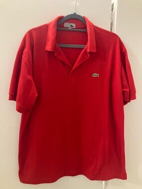 Lacoste Mens Vintage Red Pique Cotton Short Sleeve Polo Shirt Top Sz XXL 2XL